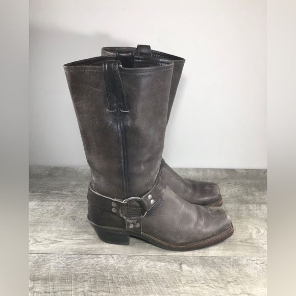 Frye 12R Moto Engineer Harness Riding Motorcycle Smoke Womens Soft Toe Boots 8 M - Picture 1 of 12